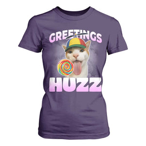 Funny Cat Meme T Shirt For Women Greetings Huzz TS14 Purple Print Your Wear