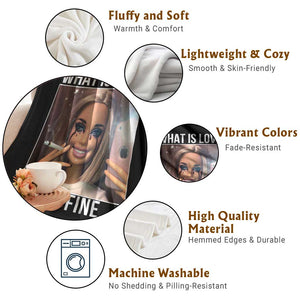 Doll Smoking Selfie Meme Throw Blanket What Is Love I Am Fine TS14 Print Your Wear