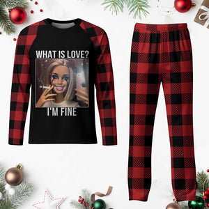 Doll Smoking Selfie Meme Plaid Pajama Set What Is Love I Am Fine TS14 Buffalo Plaid Print Your Wear