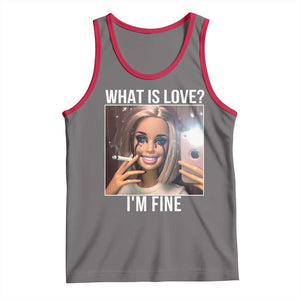 Doll Smoking Selfie Meme Tank Top What Is Love I Am Fine TS14 Deep Heather Red Print Your Wear