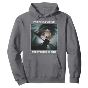 Funny Doll Face Meme Hoodie It Is Fine I Am Fine Everything Is Fine TS14 Charcoal Print Your Wear