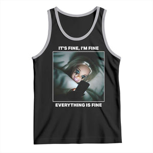 Funny Doll Face Meme Tank Top It Is Fine I Am Fine Everything Is Fine TS14 Black Athletic Heather Print Your Wear