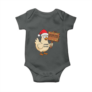 Chicken Game Christmas Baby Onesie Funny Do Not Look At The Chicken TS14 Dark Heather Print Your Wear