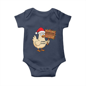 Chicken Game Christmas Baby Onesie Funny Do Not Look At The Chicken TS14 Navy Print Your Wear