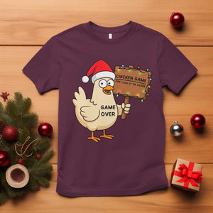 Chicken Game Christmas T Shirt Funny Do Not Look At The Chicken TS14 Maroon Print Your Wear