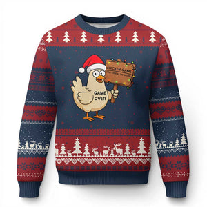 Chicken Game Xmas Ugly Christmas Sweater Funny Do Not Look At The Chicken TS14 Navy Red Print Your Wear