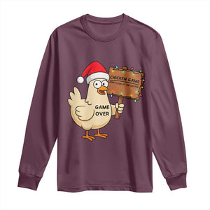 Chicken Game Christmas Long Sleeve Shirt Funny Do Not Look At The Chicken TS14 Maroon Print Your Wear