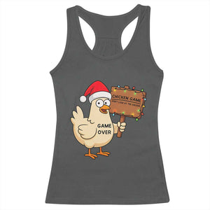 Chicken Game Christmas Racerback Tank Top Funny Do Not Look At The Chicken TS14 Dark Heather Print Your Wear