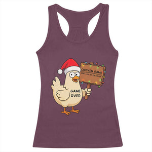 Chicken Game Christmas Racerback Tank Top Funny Do Not Look At The Chicken TS14 Maroon Print Your Wear