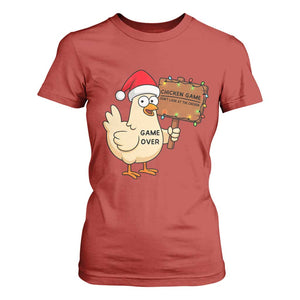 Chicken Game Christmas T Shirt For Women Funny Do Not Look At The Chicken TS14 Red Print Your Wear