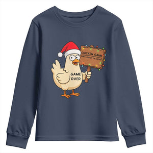 Chicken Game Christmas Youth Sweatshirt Funny Do Not Look At The Chicken TS14 Navy Print Your Wear