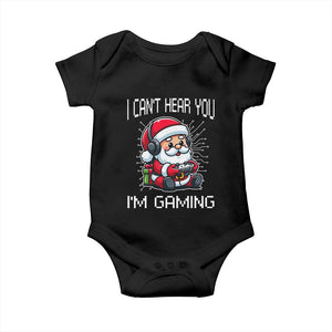 Funny Santa Gamer Christmas Baby Onesie I Can Not Hear You I Am Gaming TS14 Black Print Your Wear
