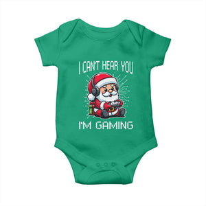 Funny Santa Gamer Christmas Baby Onesie I Can Not Hear You I Am Gaming TS14 Irish Green Print Your Wear