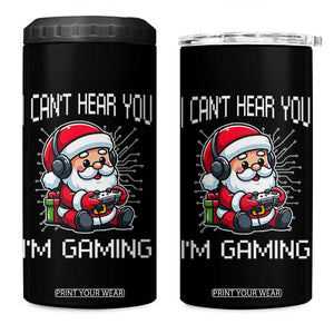 Funny Santa Gamer Christmas 4 in 1 Can Cooler Tumbler I Can Not Hear You I Am Gaming TS14 One Size: 16 oz Black Print Your Wear