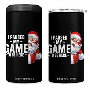 Funny Santa Gamer Christmas 4 in 1 Can Cooler Tumbler I Paused My Game To Be Here TS14 One Size: 16 oz Black Print Your Wear