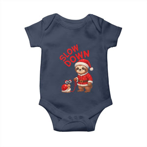 Funny Sloth Snail Christmas Baby Onesie Slow Down Xmas TS14 Navy Print Your Wear