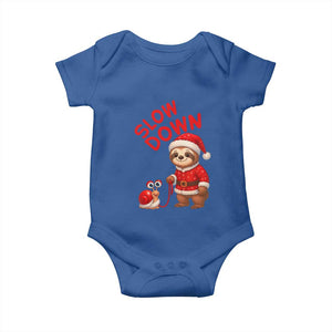 Funny Sloth Snail Christmas Baby Onesie Slow Down Xmas TS14 Royal Blue Print Your Wear