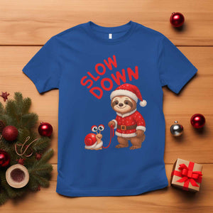 Funny Sloth Snail Christmas T Shirt Slow Down Xmas TS14 Royal Blue Print Your Wear