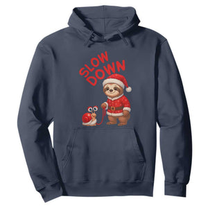 Funny Sloth Snail Christmas Hoodie Slow Down Xmas TS14 Navy Print Your Wear