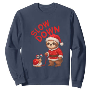 Funny Sloth Snail Christmas Sweatshirt Slow Down Xmas TS14 Navy Print Your Wear