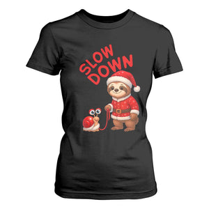 Funny Sloth Snail Christmas T Shirt For Women Slow Down Xmas TS14 Black Print Your Wear