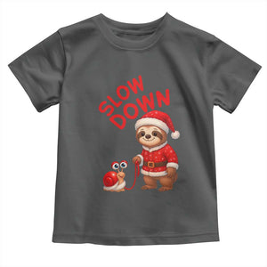 Funny Sloth Snail Christmas Toddler T Shirt Slow Down Xmas TS14 Dark Heather Print Your Wear