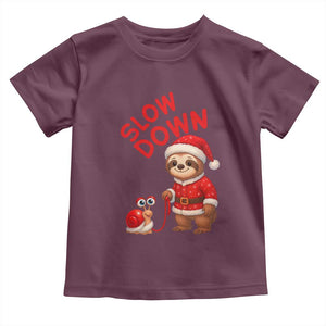 Funny Sloth Snail Christmas Toddler T Shirt Slow Down Xmas TS14 Maroon Print Your Wear