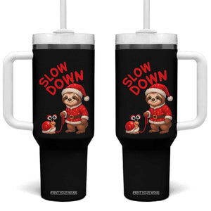 Funny Sloth Snail Christmas Tumbler With Handle Slow Down Xmas TS14 One Size: 40 oz Black Print Your Wear