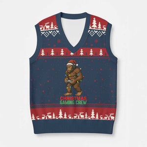 Funny Bigfoot Gamer Xmas V-Neck Knit Sweater Vest TS14 Navy Red Print Your Wear