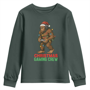 Funny Bigfoot Gamer Christmas Youth Sweatshirt TS14 Dark Forest Green Print Your Wear