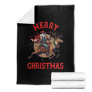 Black Santa Claus Throw Blanket African American Cowboy Christmas - Print Your Wear