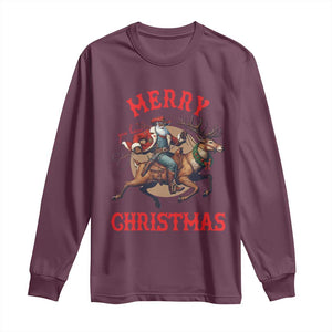 Black Santa Claus Long Sleeve Shirt African American Cowboy Christmas TS14 Maroon Print Your Wear
