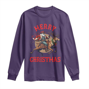 Black Santa Claus Long Sleeve Shirt African American Cowboy Christmas TS14 Purple Print Your Wear