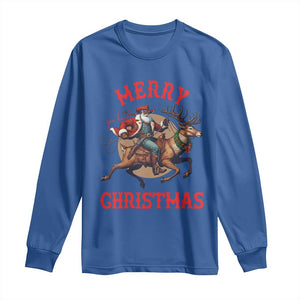 Black Santa Claus Long Sleeve Shirt African American Cowboy Christmas TS14 Royal Blue Print Your Wear