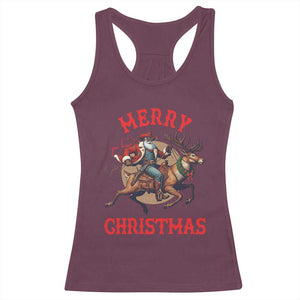 Black Santa Claus Racerback Tank Top African American Cowboy Christmas - Print Your Wear