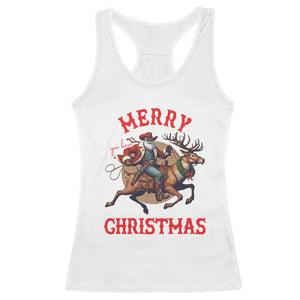 Black Santa Claus Racerback Tank Top African American Cowboy Christmas - Print Your Wear