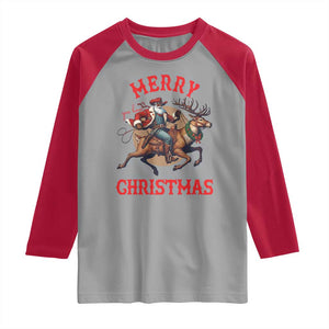 Black Santa Claus Raglan Shirt African American Cowboy Christmas TS14 Sport Gray Red Print Your Wear