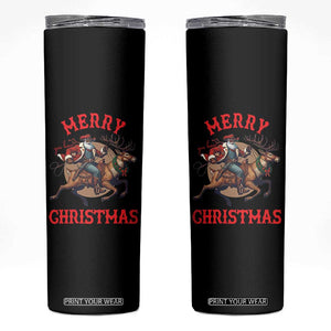 Black Santa Claus Skinny Tumbler African American Cowboy Christmas - Print Your Wear