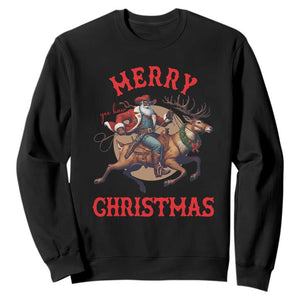 Black Santa Claus Sweatshirt African American Cowboy Christmas - Print Your Wear