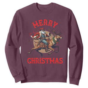 Black Santa Claus Sweatshirt African American Cowboy Christmas TS14 Maroon Print Your Wear