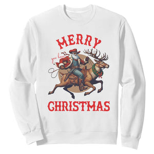 Black Santa Claus Sweatshirt African American Cowboy Christmas TS14 White Print Your Wear