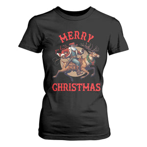 Black Santa Claus T Shirt For Women African American Cowboy Christmas - Print Your Wear