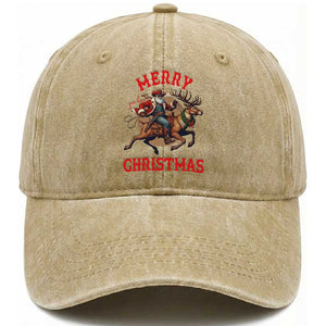 Black Santa Claus Washed Cotton Baseball Cap African American Cowboy Christmas TS14 Washed Cap Universal Fit Khaki Print Your Wear