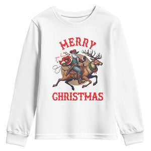 Black Santa Claus Youth Sweatshirt African American Cowboy Christmas - Print Your Wear
