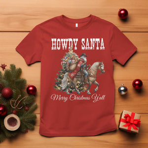 Black Santa Christmas T Shirt African American Western Cowboy - Print Your Wear