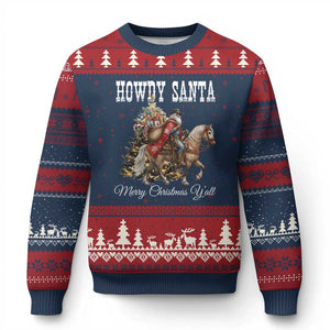 Black Santa Xmas Ugly Christmas Sweater African American Western Cowboy - Print Your Wear