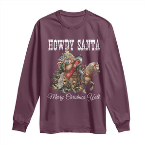 Black Santa Christmas Long Sleeve Shirt African American Western Cowboy - Print Your Wear