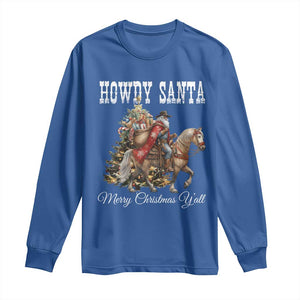 Black Santa Christmas Long Sleeve Shirt African American Western Cowboy - Print Your Wear