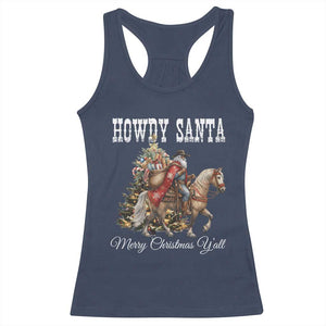 Black Santa Christmas Racerback Tank Top African American Western Cowboy - Print Your Wear