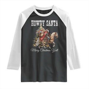 Black Santa Christmas Raglan Shirt African American Western Cowboy TS14 Black White Print Your Wear